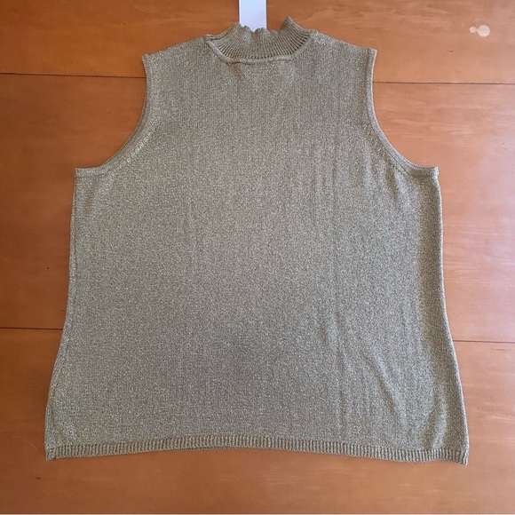 Jessica London 26/28 NWT shimmery, gold sleeveless mock turtleneck knit top - Picture 11 of 11